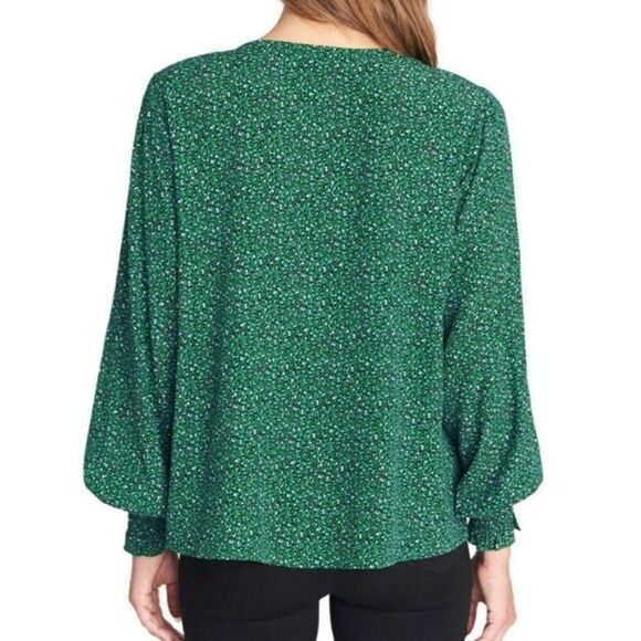 NWT Sanctuary Noell Green Blouse Leopard Print Chiffon Office Casual Corpcore - Picture 2 of 15